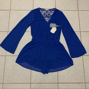 NWT Altar’d State Royal Blue Lace Back Romper Size Small